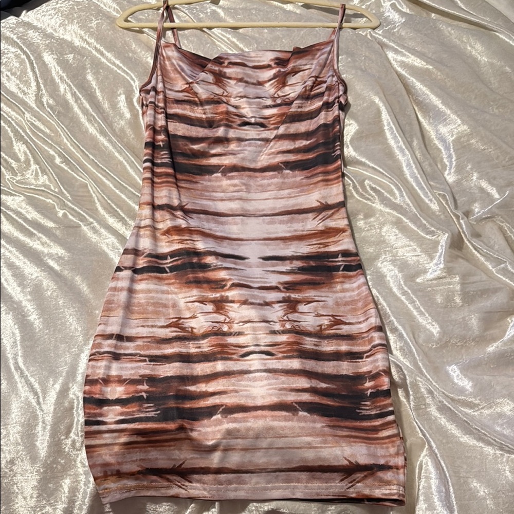 Elegant Brown and Black Striped Dress